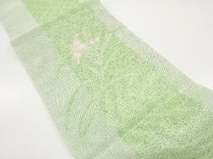 紗　縞に菖蒲模様織り出し　名古屋帯